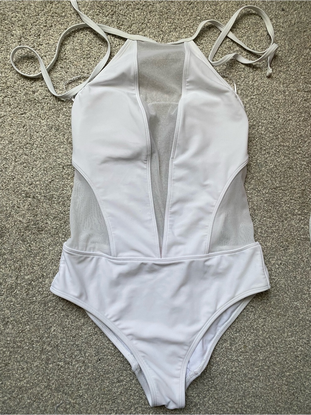 Ted Baker White Mesh Panel One-Piece Swimsuit